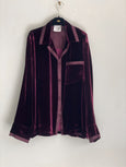Plain velvet pajama shirt - bordeaux