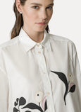 Poplin shirt with embroidered detailing
 - oyster