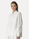 Embroidered cotton shirt - bianco