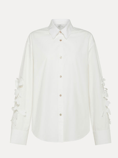 Embroidered cotton shirt - bianco