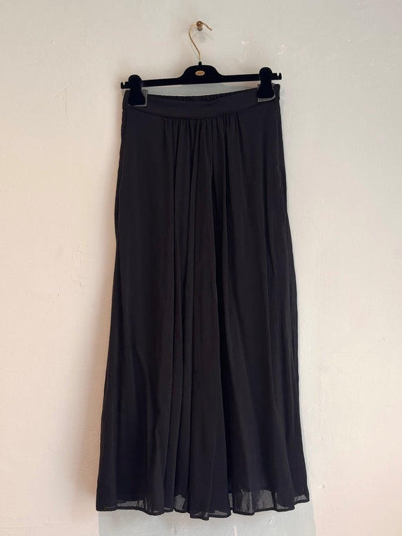 Cotton and silk voile midi skirt - black
