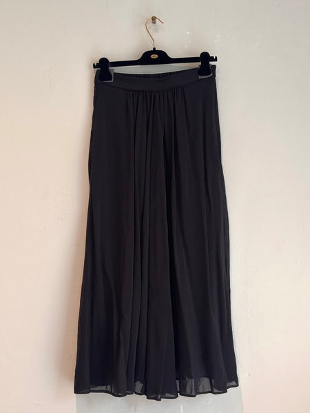 Cotton and silk voile midi skirt - black
