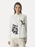 Poplin shirt with embroidered detailing
 - oyster