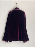 Plain velvet pajama shirt - bordeaux