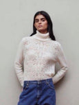 Turtleneck cashmere/silk sweater - off white
