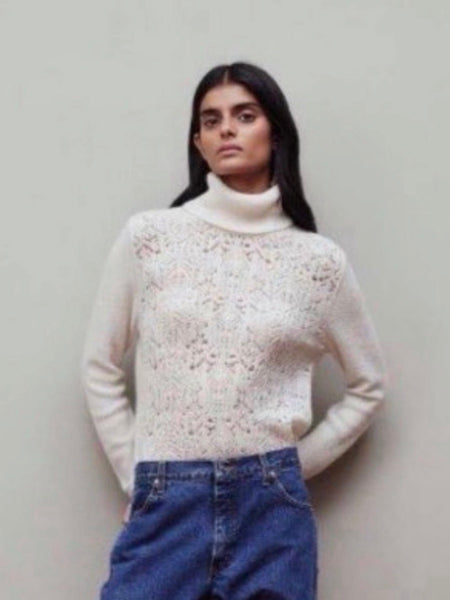 Turtleneck cashmere/silk sweater - off white