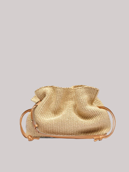 Camilla Natural raffia - nappa cognac