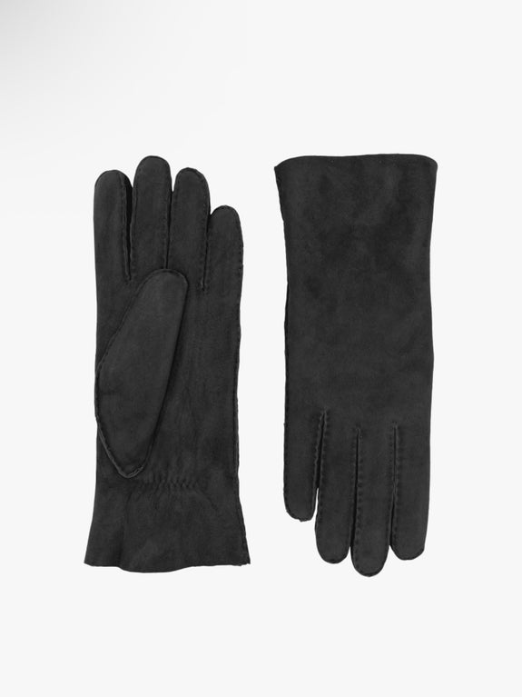 Denise Double Face Leather Gloves - Black