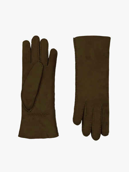 Denise Double Face Leather Gloves - Moka
