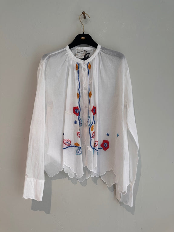 Embroidery muslin bohemian shirt - crystal