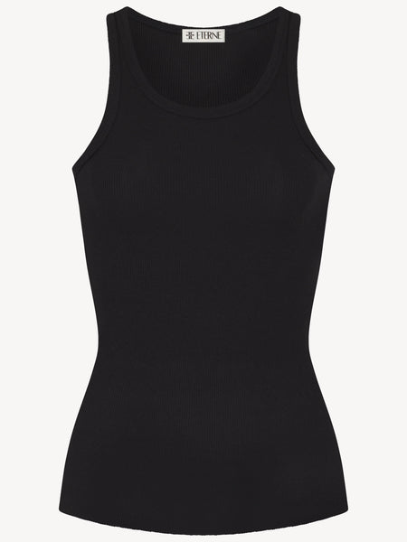 HIGH NECK FITTED TANK - black