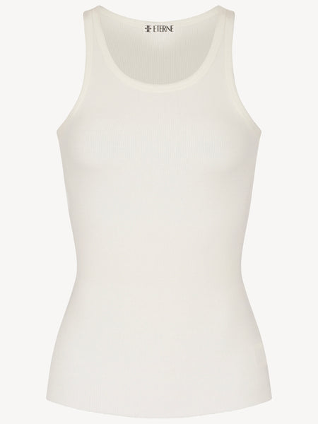 HIGH NECK FITTED TANK - cream