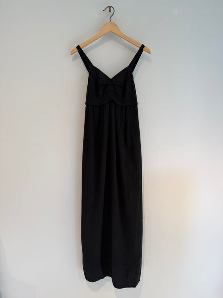 Organic cotton crêpe gauze dress - black