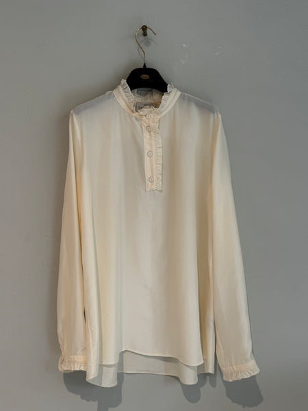 Habotai silk ruffle collar shirt - ivory