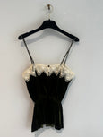 Velvet top with straps and lace - woods
