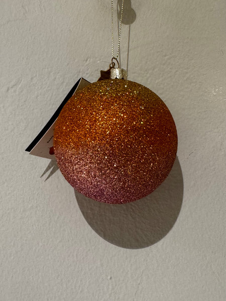 Bauble glass terra flora rainbow glitter allover H8cm