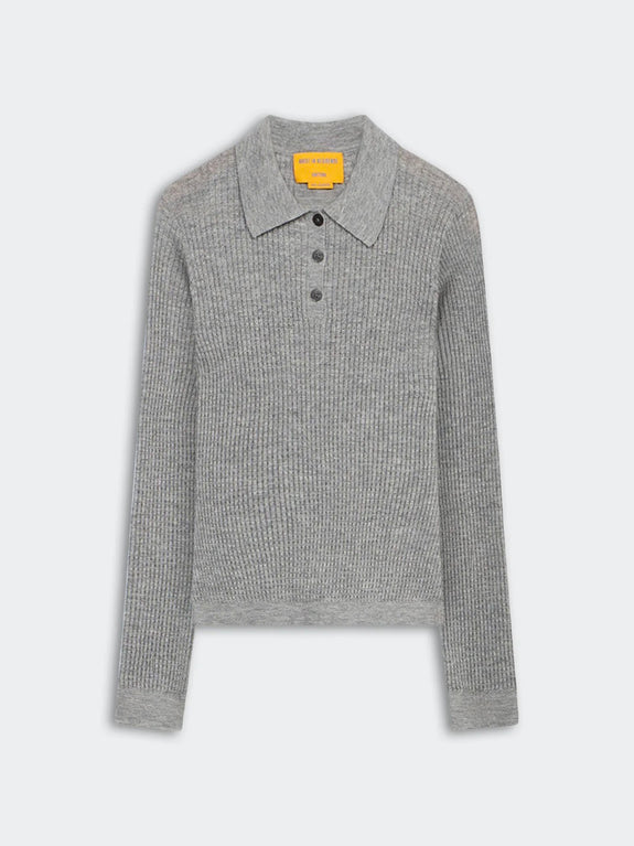 LS SHRUNKEN POLO - heather grey