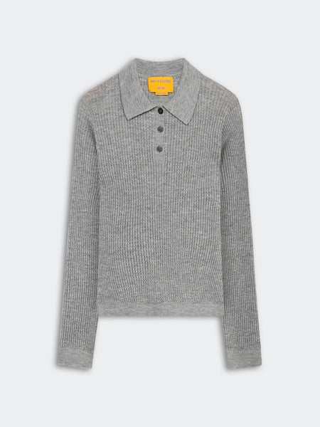 LS SHRUNKEN POLO - heather grey