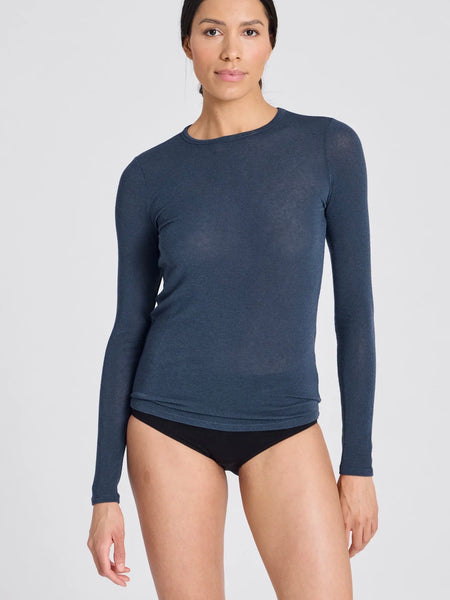 THYRA WOOL TOP - DENIM BLUE