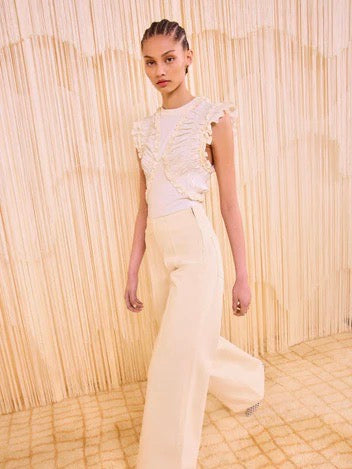 Val Sleeveless Ruffled Top - white