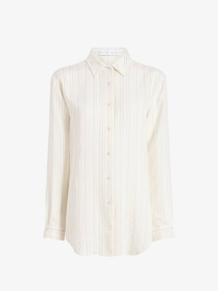 Raven Shirt in Woven Stripe Flou - chalk/black