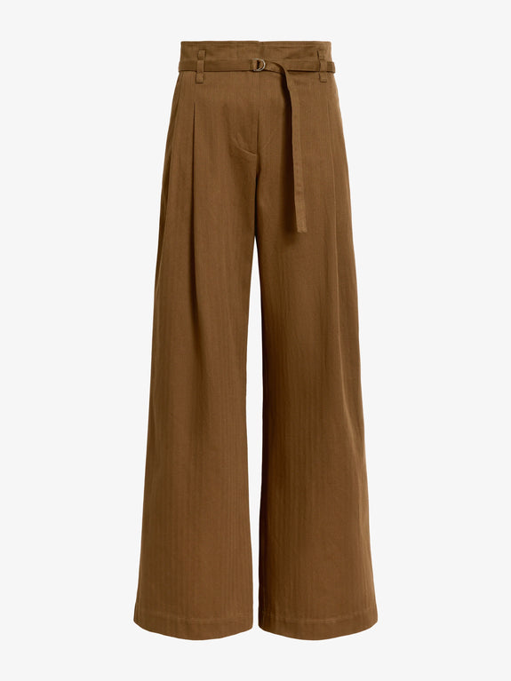 Raver Pant in Fine Herringbone - wood