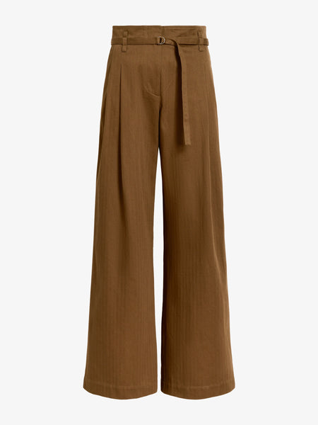Raver Pant in Fine Herringbone - wood