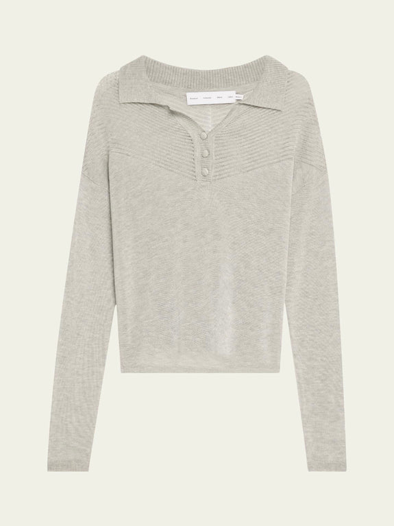 Nell Polo in lightweight cashmere - grey melange