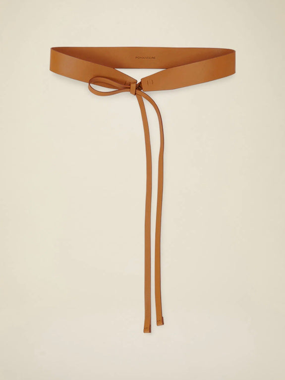 Belt with laces - almond