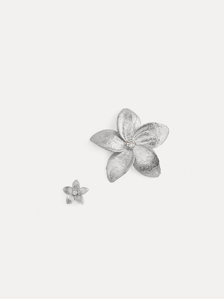 Flower–shaped silver earrings