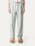 Striped linen and cotton drawstring trousers