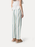 Striped linen and cotton drawstring trousers