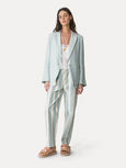 Striped linen and cotton drawstring trousers