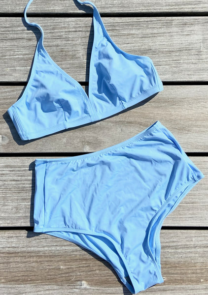 Shoulder Strap Bikini Top - blue