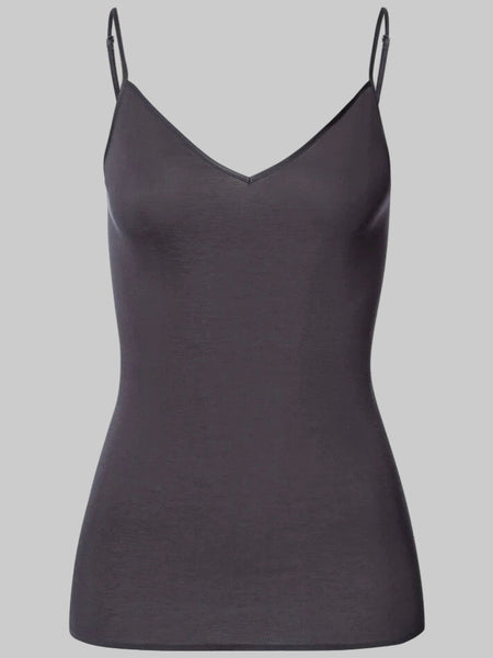 Cotton Seamless V-NECK CAMISOLE - black pearl