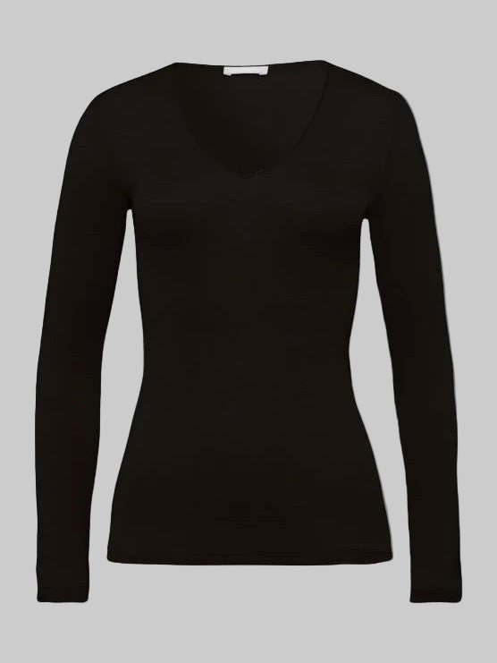 WOOLEN SILK long sleeve Shirt - black