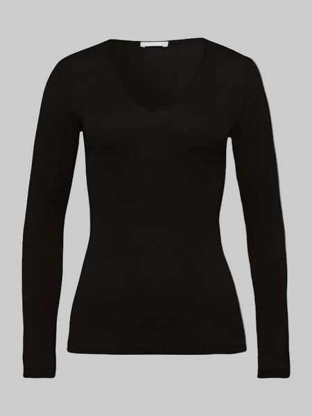 WOOLEN SILK long sleeve Shirt - black