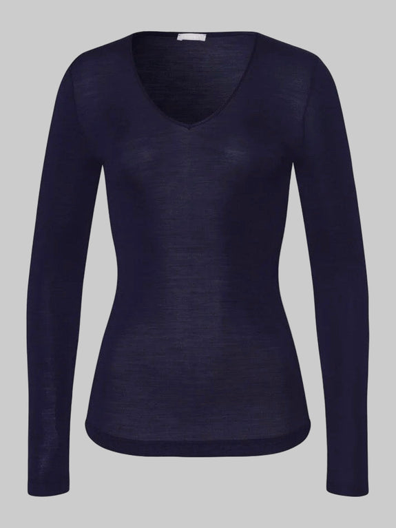 WOOLEN SILK long sleeve Shirt - night blue