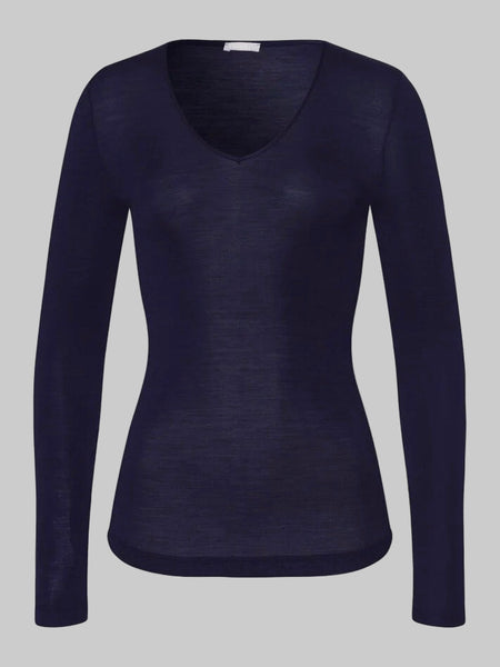WOOLEN SILK long sleeve Shirt - night blue
