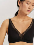 Cotton lace Soft Cup Bra - black