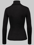 WOOLEN SILK Turtle-Neck Shirt - black