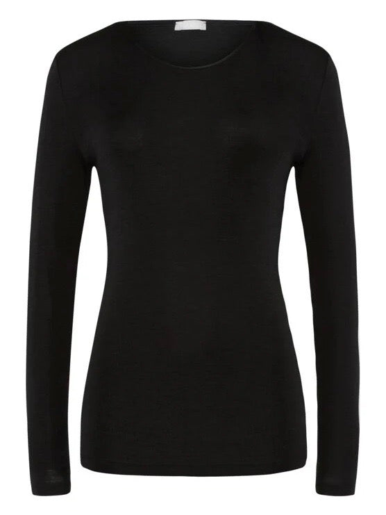 WOOLEN SILK long sleeve Shirt - black