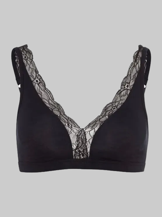Cotton lace Soft Cup Bra - black