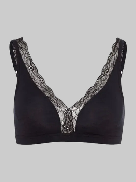 Cotton lace Soft Cup Bra - black