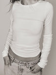 LONG SLEEVE FITTED TOP - CREAM