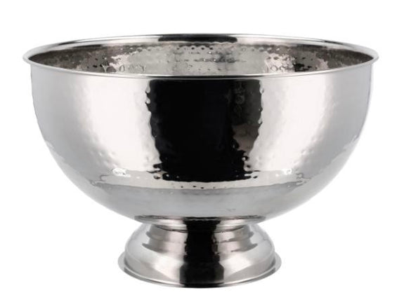 Champagne bowl in hammered steel