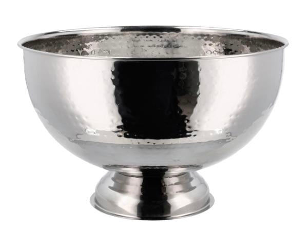 Champagne bowl in hammered steel