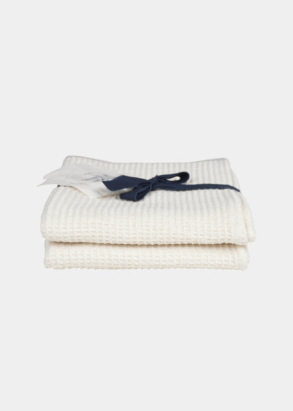 DISH TOWEL (2 pack) - off white w navy stripe