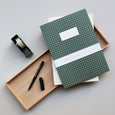 Large Notebook - check sage green