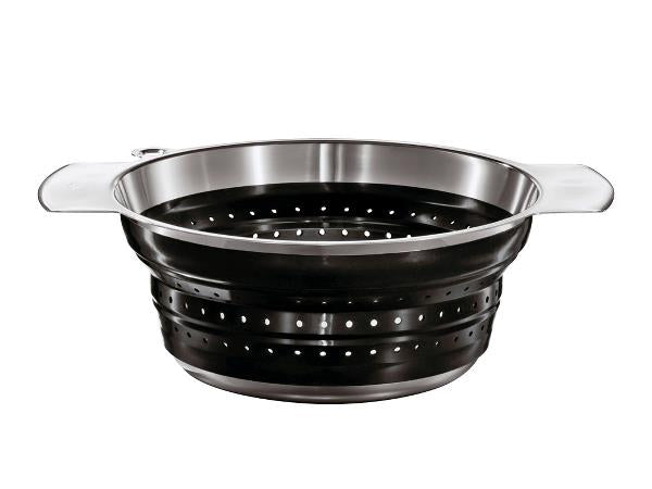 Colander in steel and black silicone